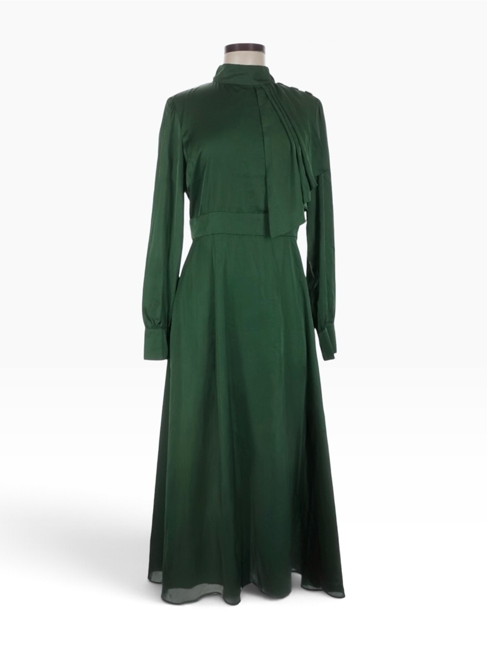 Alexia Admor Green Midi Dress 8 Draped High Neck Long Sleeve NWT